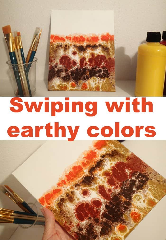 Video tutorial. Swiping with earthy colors, an acrylic pouring tutorial
