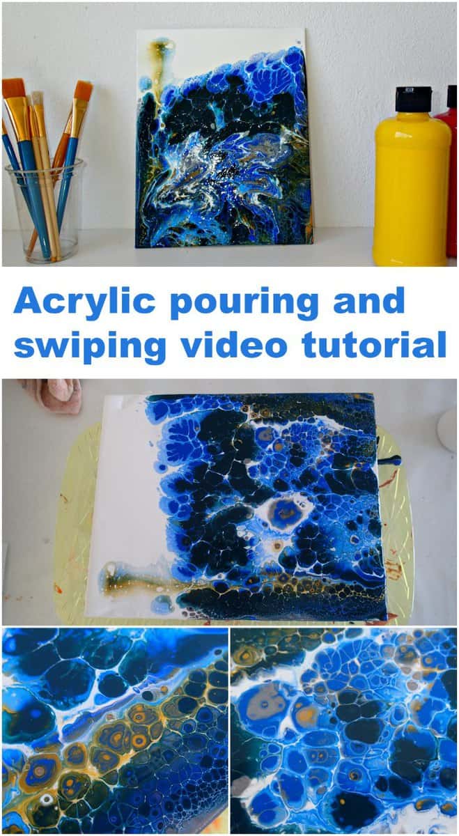 Learn how to paint this deep sea currents acrylic pouring and swiping painting. Video tutorial.