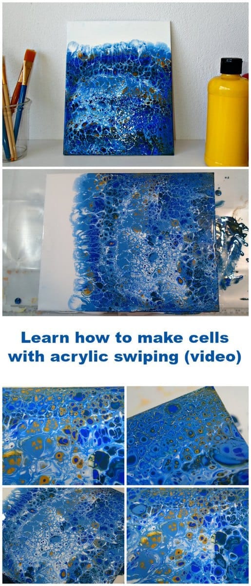 Learn how to make cells with acrylic pouring and swiping video tutorial