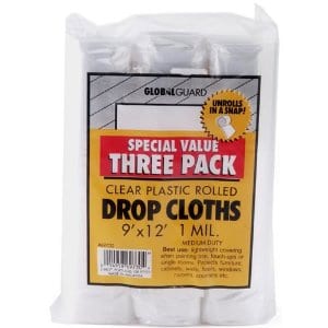 Plastic Drop Cloth, 9-Feet by 12-Feet, 3-Pack