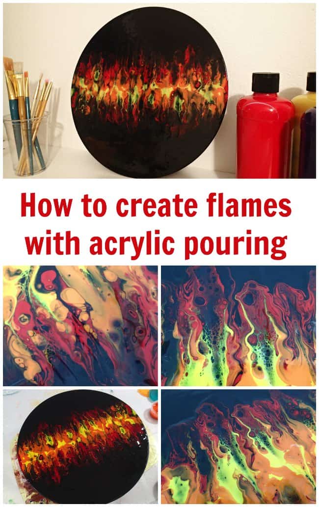 Blowing flames with acrylic pouring techniques - video tutorial on an old LP vinyl record