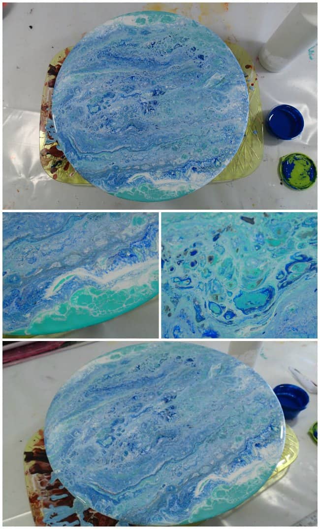 Acrylic swiping method to create an ice planet look on an old vinyl lp record - video tutorial. Fluid acrylics.
