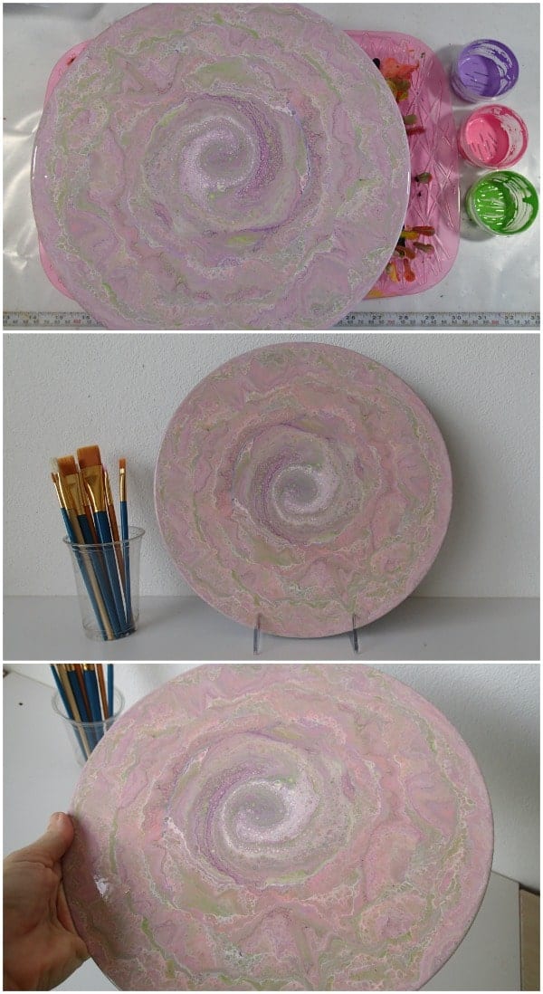 How to paint a spiral on a LP record using acrylic paints and a spinning turntable Video shows you how to do it acrylic pouring fluid acrylics.