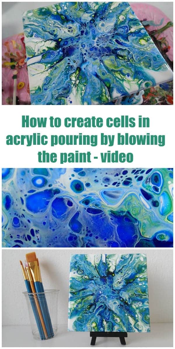 Video shows how you can create cells in acrylic pouring and painting by blowing the paint. It also makes beautiful designs too.