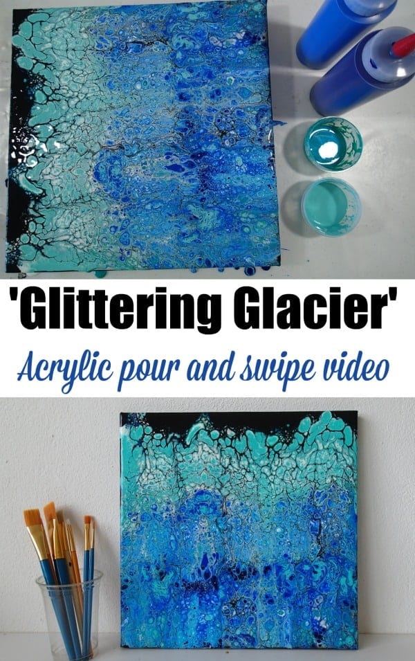 Beautiful acrylic pour and swipe video with icy glacier colors and even with glitter paints too. I need to try and make one just like it soon!