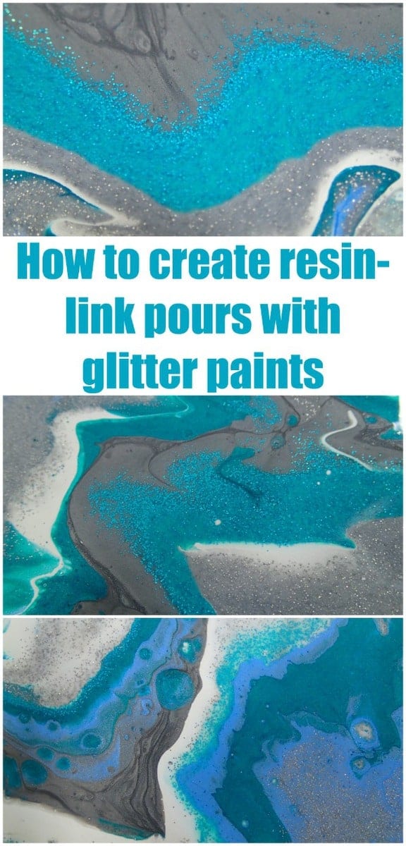 How to create resin like acrylic pours using metallic and glitter paints for a vibrant and sparkly 3d effect acrylic painting. Acrylic pouring video tutorial