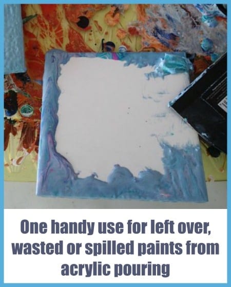 One way to use your leftover wasted or spilled paints from acrylic pouring projects. Use it to clean up paint you want to remove.