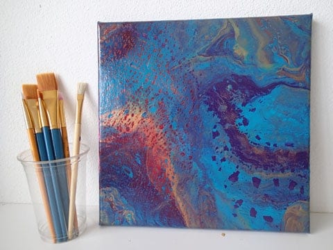Acrylic pouring flip cup video tutorial using metallic paints
