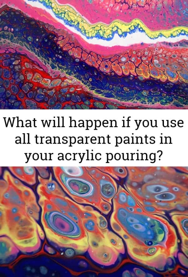 Using all transparent paints in an acrylic pour painting - video of what might happen. Fluid acrylic painting experiment on video using only transparent paints.