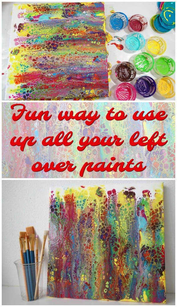 Video. A fun acrylic swipe tutorial showing how you can use up all those small bits and pieces of leftover paints so that nothing goes to waste and you get a great bright acrylic swipe painting. Tutorial.
