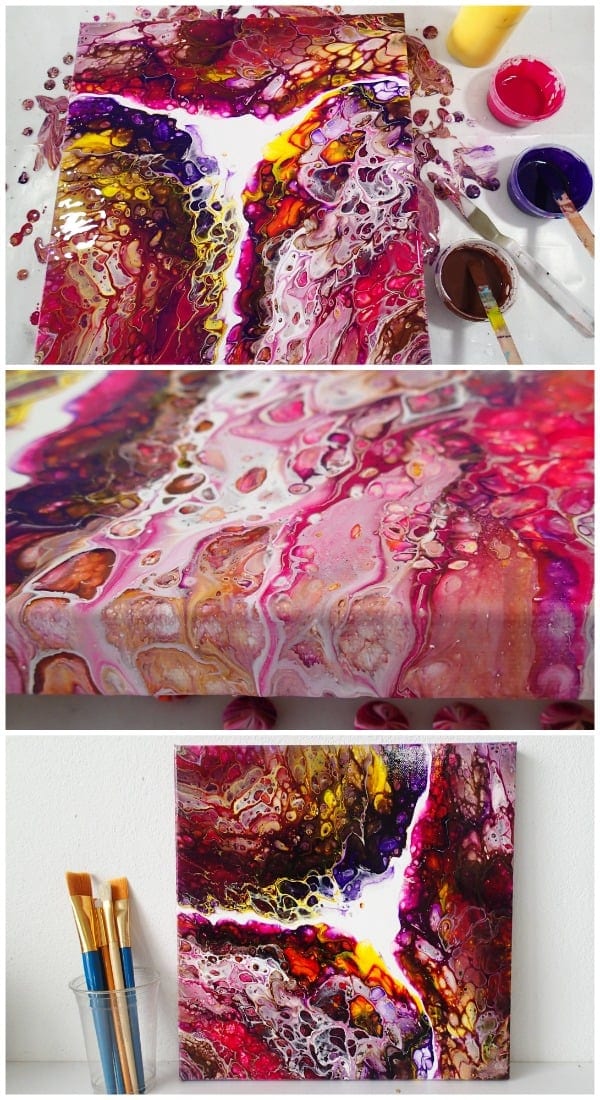 Multi cup flip cup acrylic pouring painting video tutorial.