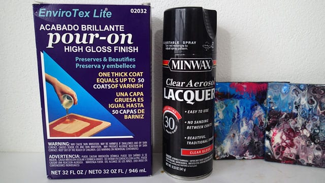 Testing and reviewing Envirotex Lite resin and Minwax Clear Aerosol Lacquer to see how they perform used on painted tiles for use as coasters. Video demo and review.