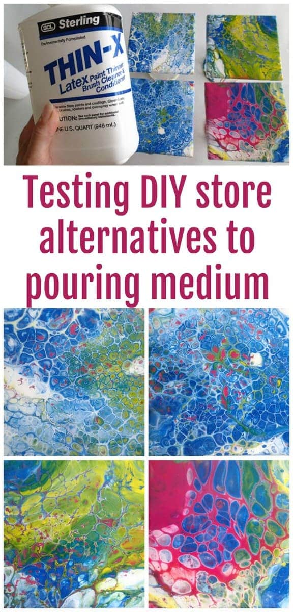 Testing DIY store alternatives to pouring medium for use with acrylic pouring and fluid acrylic paintings. Video test and review.