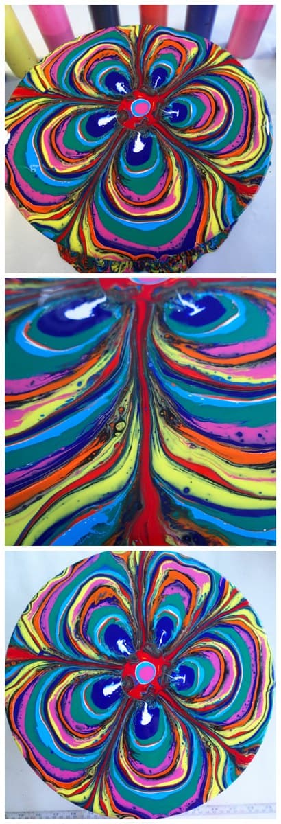 Acrylic pour painting in the style of Holton Rower. Video tutorial for how to make this painting by pouring acrylic paints. Suitable for beginners and kids too. Easy art tutorial.