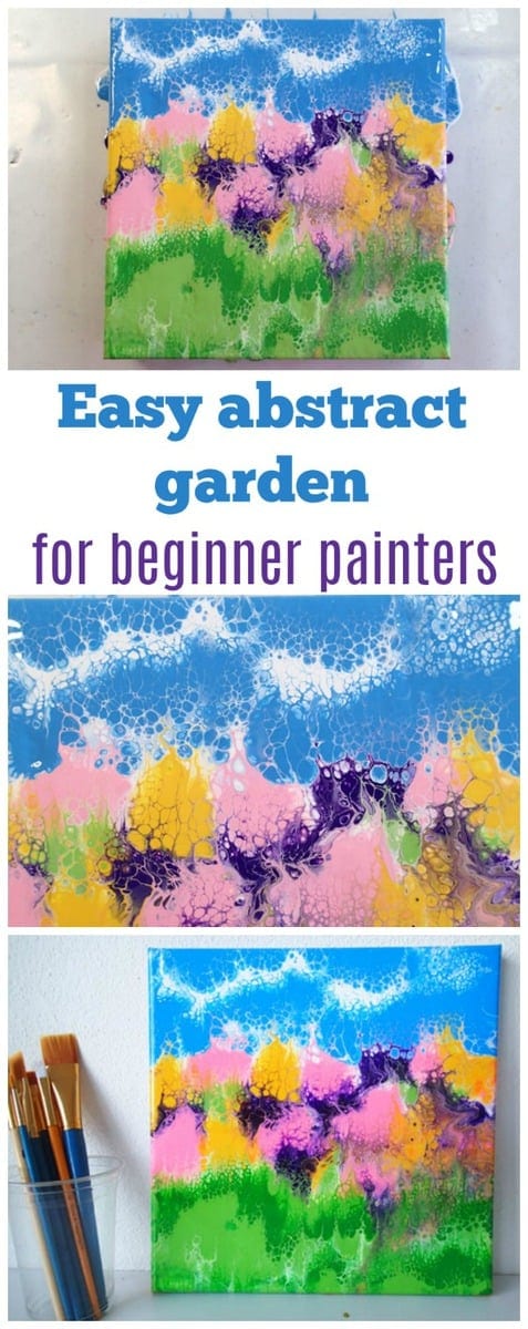 Acrylic pouring video tutorial. An easy abstract garden that even beginner painters can make. Easy painting tutorial for beginners. Acrylic pour and dip video.