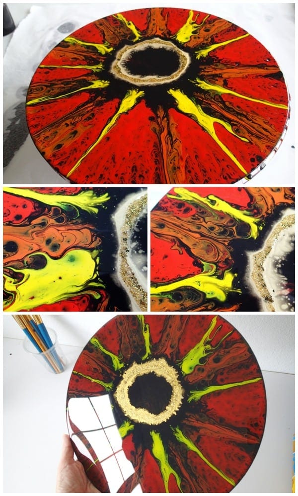 Lord of the Rings inspired acrylic pour and spin painting. Video tutorial for the #februarypouringchallenge