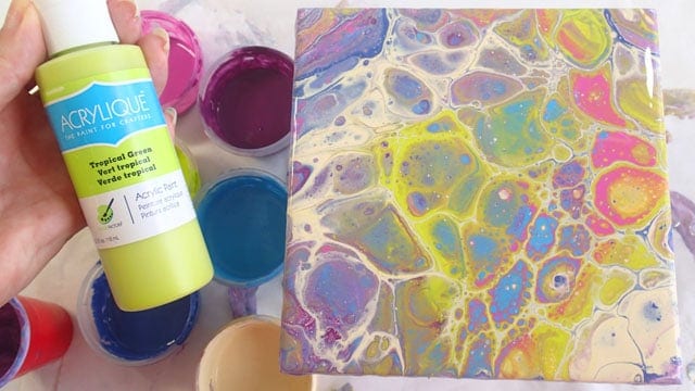 Acrylic pouring on a budget. How to get started and create cells with acrylic pouring with cheap paints and supplies. No torch needed.