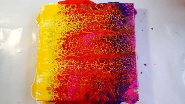 Sunset colors acrylic swipe painting. Vivid colors make for awesome cells in this video tutorial for a sunset acrylic pour and swipe painting