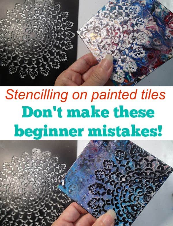 Stencilling on painted tiles. Beginner mistakes to avoid! Video of craft fail.