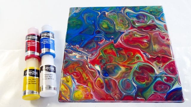 Testing DecoArt Media Fluid Acrylics with Liquitex Pouring Medium for use with acrylic pouring. Video review. Makes HUGE cells.