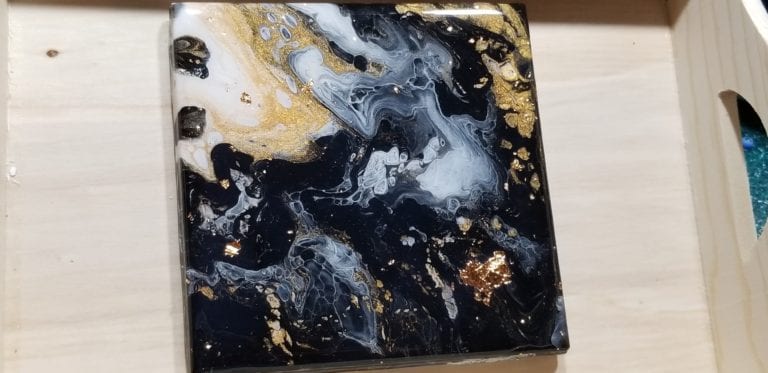 acrylic pouring faux marble pour technique example