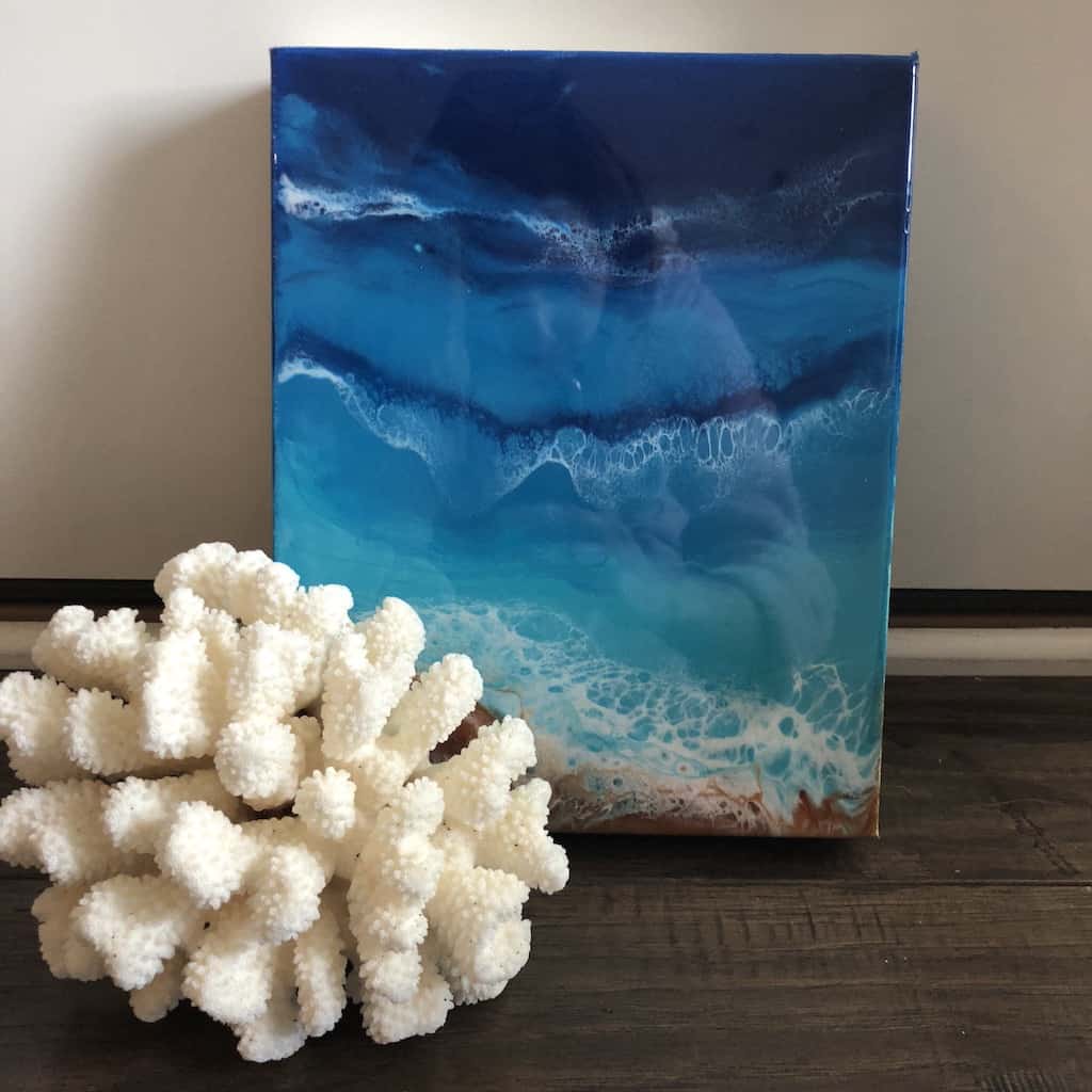 acrylic pouring resin art technique waves example