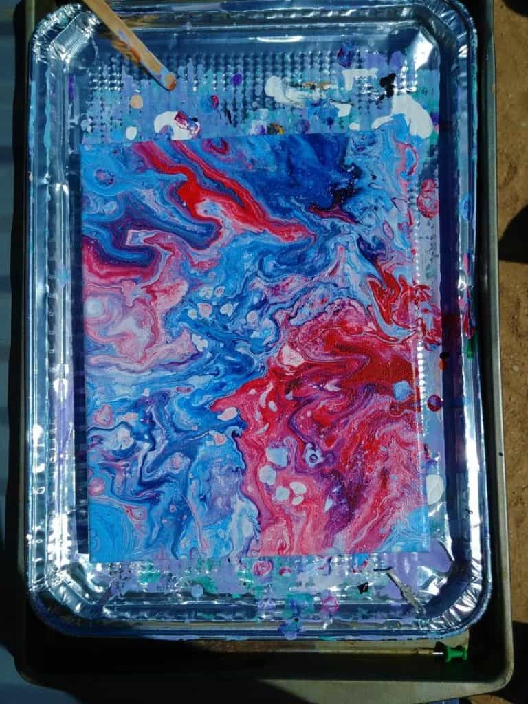Acrylic Pour Red white blue