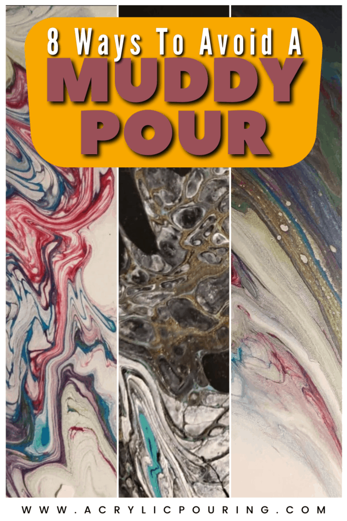 Muddiness is frustrating, but avoidable and fixable. Don’t throw in the towel if you’re not getting the vibrant colors you’re looking for! Come join our Facebook Group (search for Acrylic Pouring) and we can help you troubleshoot on a more personal level if you’re still struggling. #acrylicpouring #muddypour #troubleshootpour #pouringguide