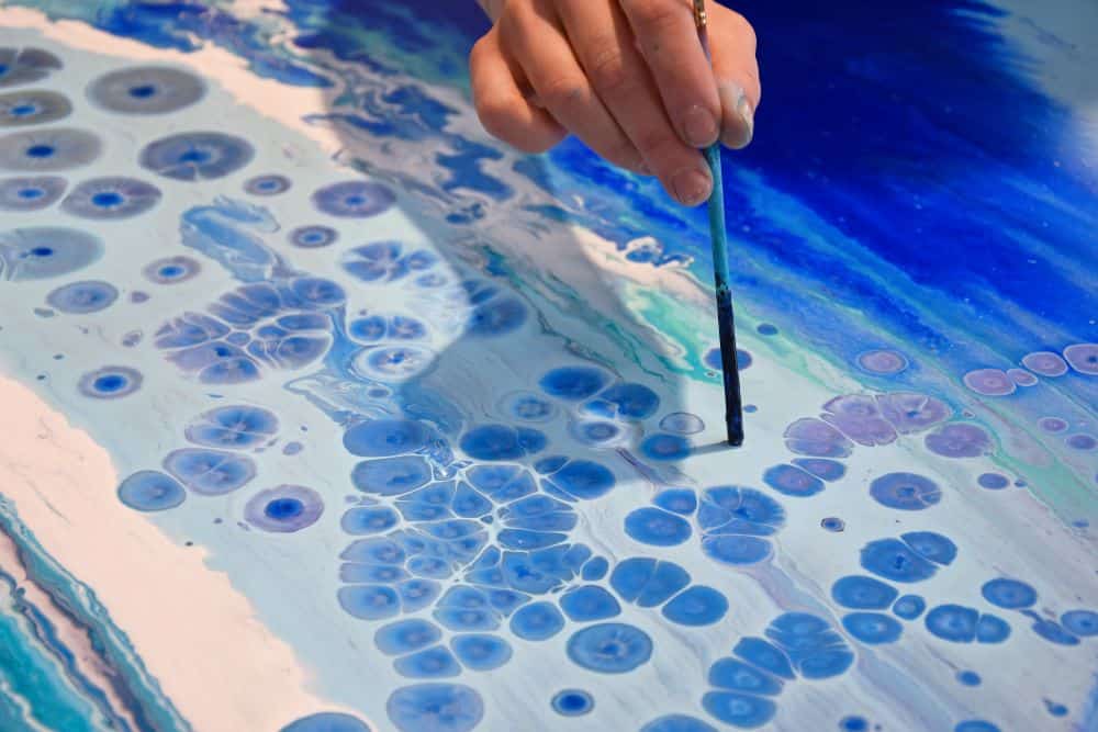 creating cells after acrylic pour