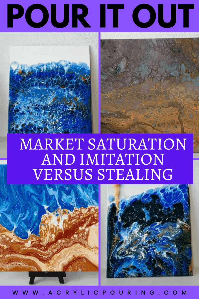 Each consumer is looking for unique pieces. Understand the difference of an imitation and stolen acrylic pouring design from original artwork. Always try to be unique and avoid being a copycat. There are some things you can do to stand out, and if you’ve got the determination to succeed as a professional artist, there are steps you can take to make that dream a reality. #acrylicpouring #imitation #stealing #uniqueart #originalart #arttips