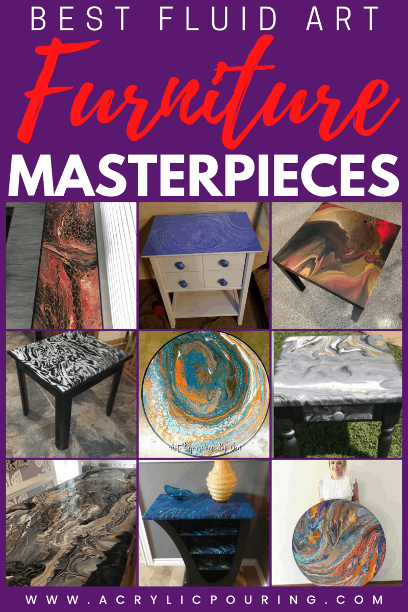 Get inspired by the best acrylic pouring fluid art furniture masterpieces. Start making your own furniture masterpiece. #acrylicpouring #fluidart #acrylicfurniture #pouringmasterpiece