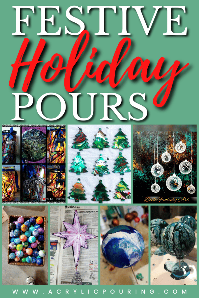 The holiday season is right around the corner and you must be planning to make these holidays more memorable. Without any doubt, you must have made plans to spend remarkable moments with your family. But have you made any plans to improve your pouring skills during this time? we've picked some of the best holiday pours from our Acrylic Pouring Facebook Group. You'll definitely get some inspiration from these pours. And we hope they inspire you to share your own holiday themed pours too! #acrylicpouring #fluidart #inspiration #christmasornaments #christmas