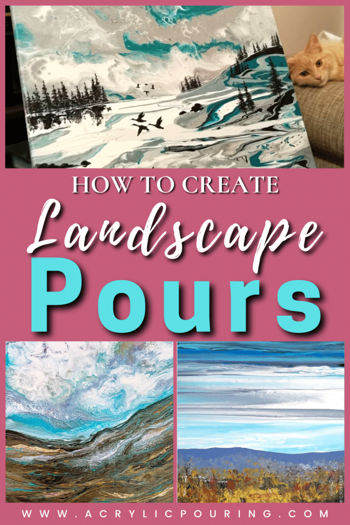 Pouring is fun and the results are unique every time you pour, but the same techniques can become repetitive and predictable. In this article, we’re going to tackle a more advanced topic; the landscape pour. We’ll talk about how to embellish a poured background to look like a landscape, and also how to pour a landscape itself!